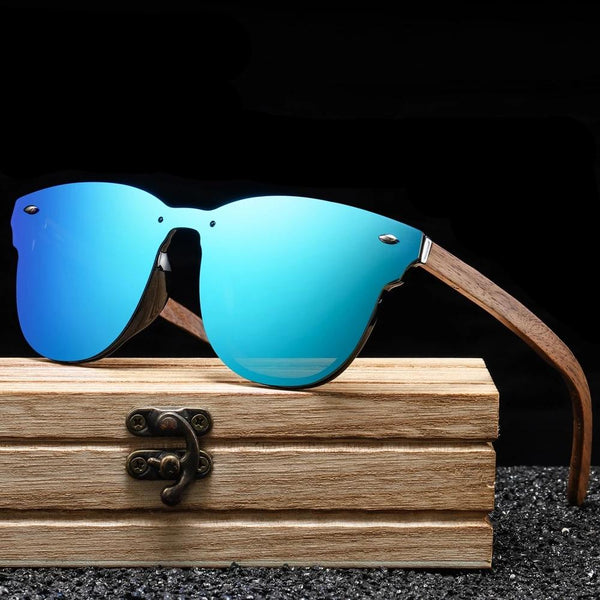 Mirror Lenses WalnutMulti Color For Unisex Wooden Sunglasses