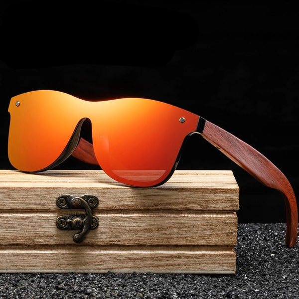 Red Wooden Eyewear UV400 Polarized Mirror Sunglasses