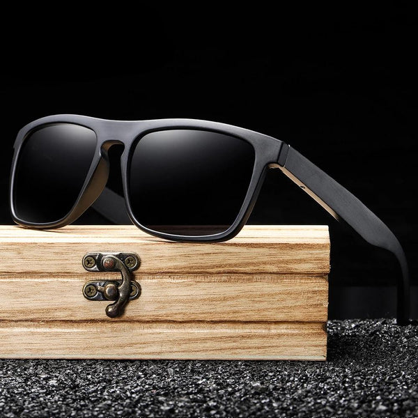 Black Wooden Polarized Sunglasses for Men
