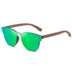 Mirror Lenses WalnutMulti Color For Unisex  Wooden Sunglasses