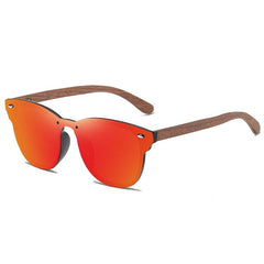 Mirror Lenses WalnutMulti Color For Unisex  Wooden Sunglasses