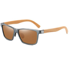Wood Bamboo Sunglasses With Aluminum Metal Frame