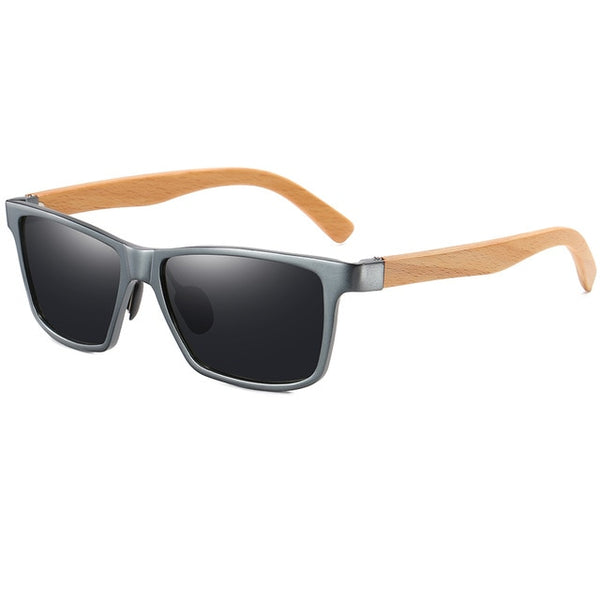 Wood Bamboo Sunglasses With Aluminum Metal Frame