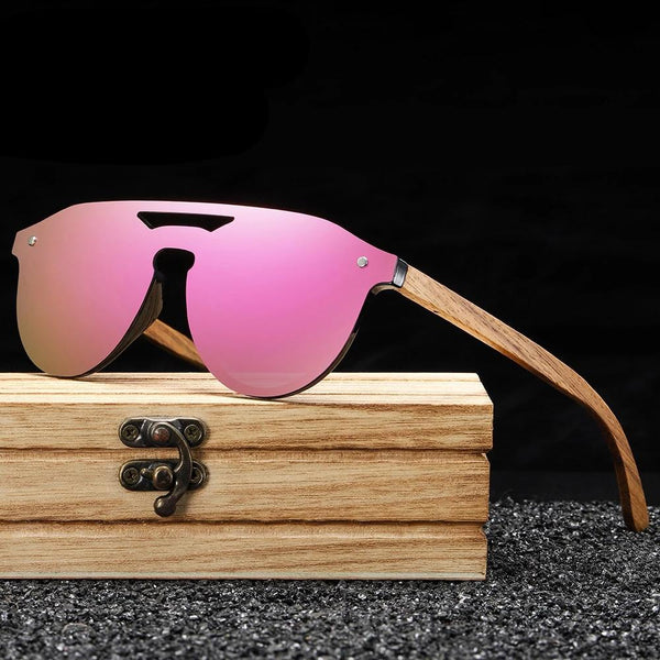 Women's  Polarized Glasses Natural Zebra Wooden Sunglasses