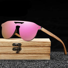 Women's  Polarized Glasses Natural Zebra Wooden Sunglasses