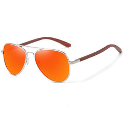 Classic Wood Sunglasses Pilot Metal Frame