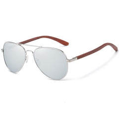 Classic Wood Sunglasses Pilot Metal Frame